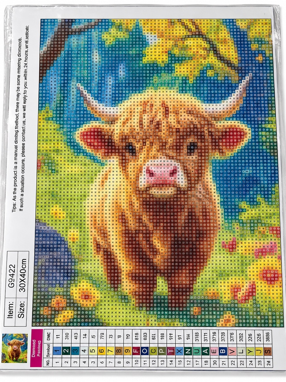 Highland Cow Diamond Painting Kit – 12” x 16” / 30 x 40 cm